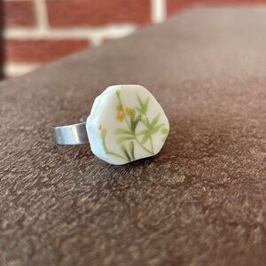 Handmade broken china plate ring